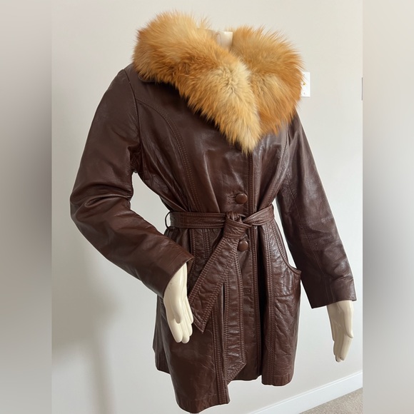 House of Leather Jacket with Genuine Fox Fur Collar – Vintage - Picture 3 of 16
